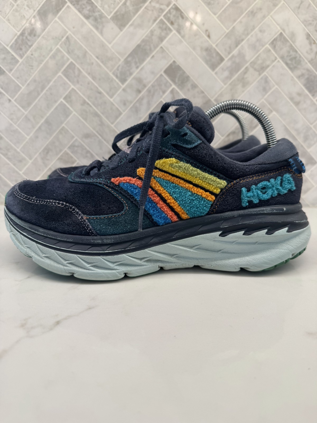 Hoka One One Bondi L Embroidery Sneakers Womens 9.5 Colorful Outer Space Shoes