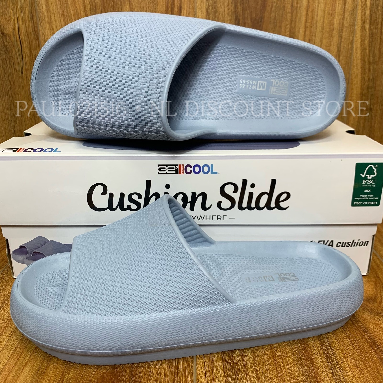 32 DEGREES COOL Cushion Slides Unisex (W)Women’s (M)Men’s ~ Blue~ Size S M L XL