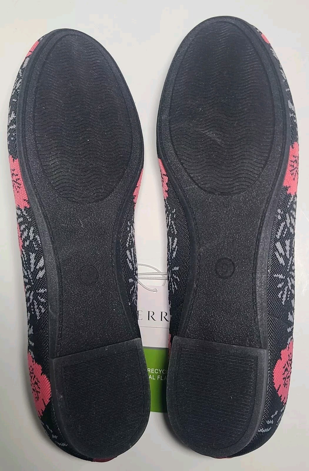SERRA RECYCLED MATERIAL Flats Floral Black/Pink Ballet Shoes Women’s Sz. 9 New