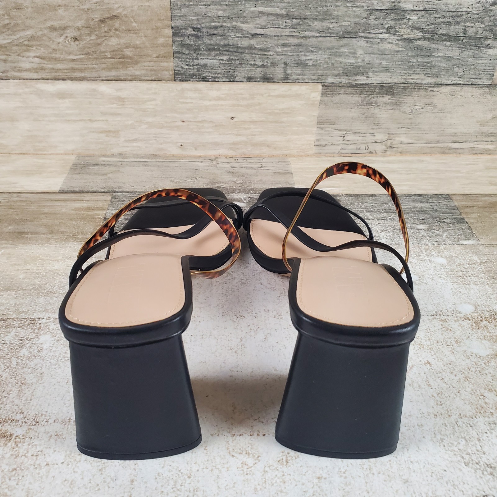 Faryl by Farylrobin Brittanie Womens Sandals Sz 13 Black Leather Open Square Toe