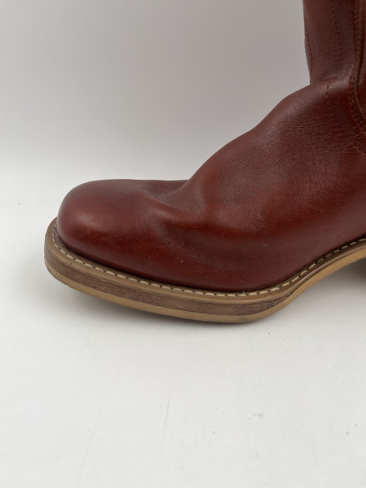 Vintage Dingo Acme Campus Womens Brown Chunky Stacked Heel Leather Boots Size 9D