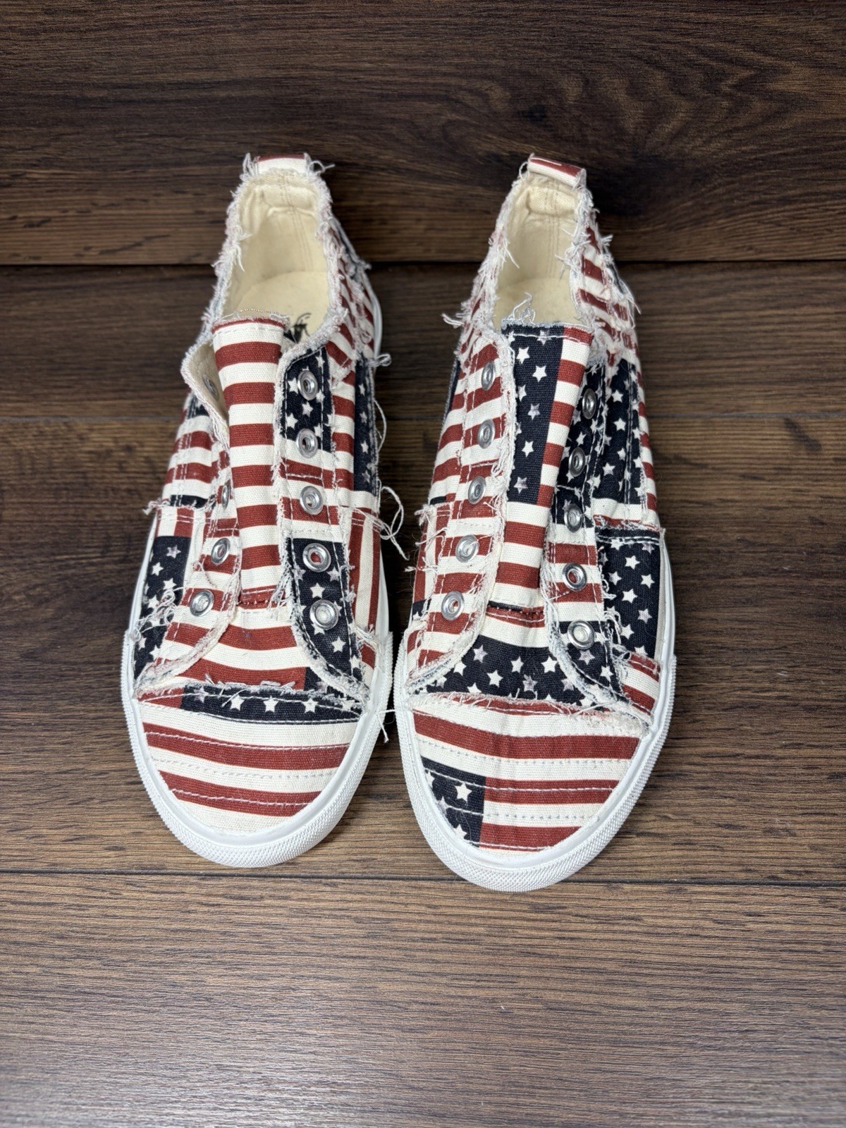 Corkys Babalu American Flag Distressed Canvas Shoes Women’s Size 8