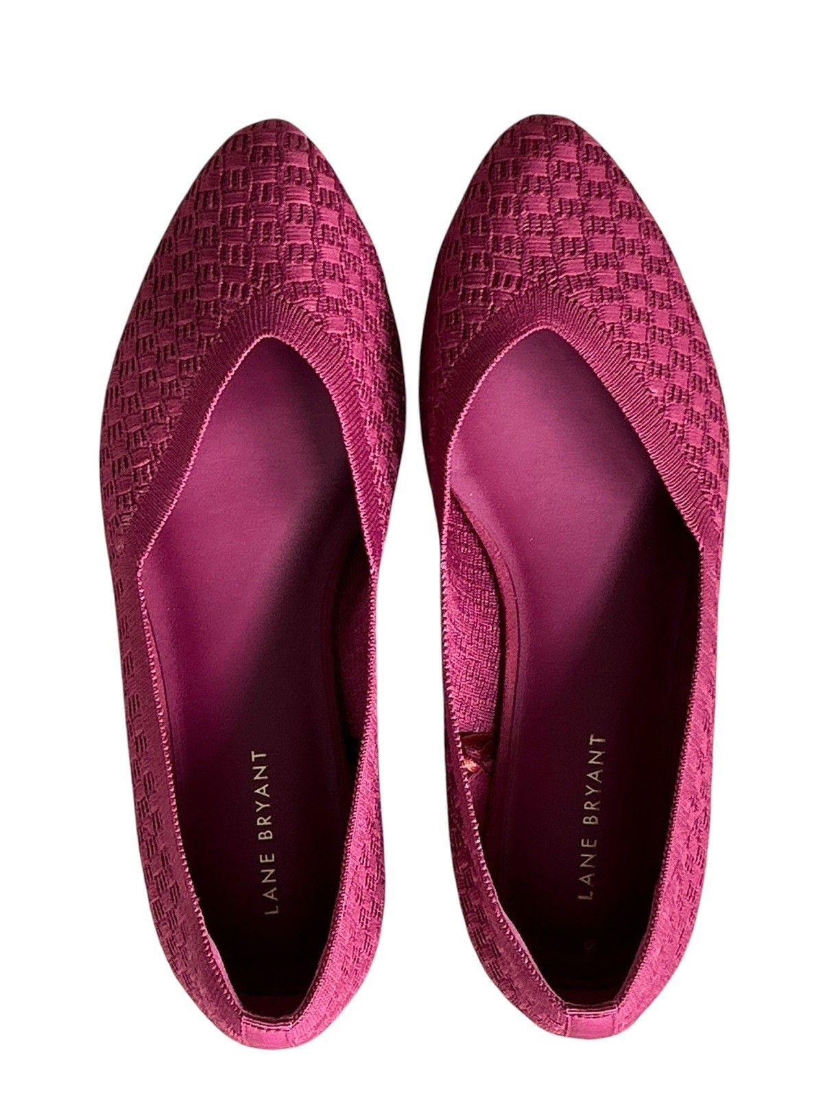 NEW Lane Bryant Fuschia Pink Stretch Knit Flats Ballet Shoes, Womens 10 WW