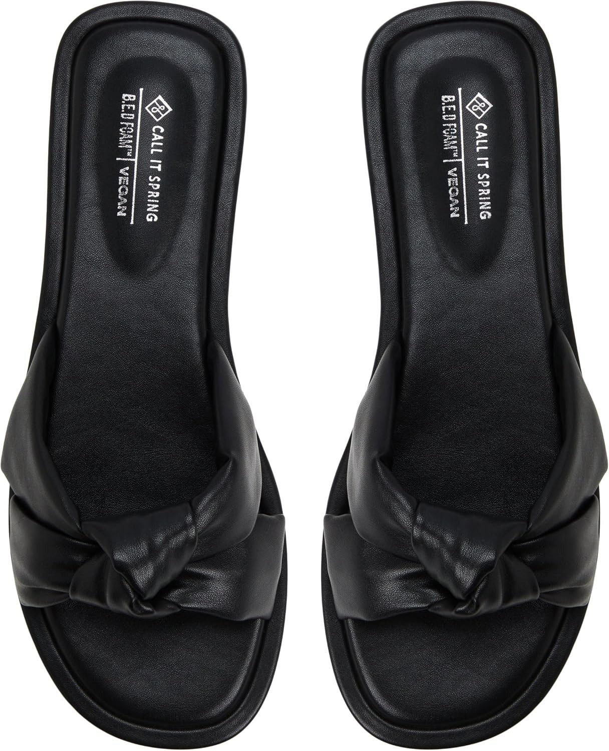 New In Box Call It Spring Women’s Apricot Flat Sandal, Black, 8 NIB