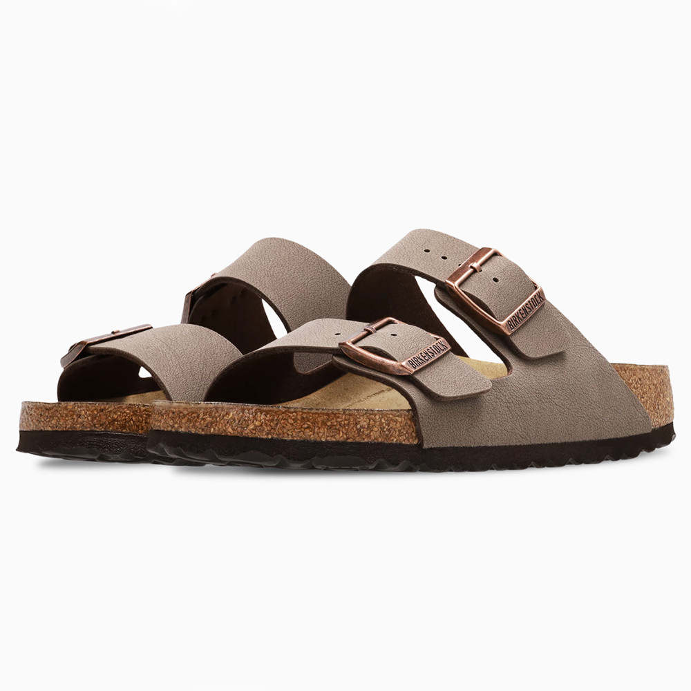 Birkenstock Arizona Birkibuc® Cork Footbed Mocha Two Strap Sandal Unisex Shoes