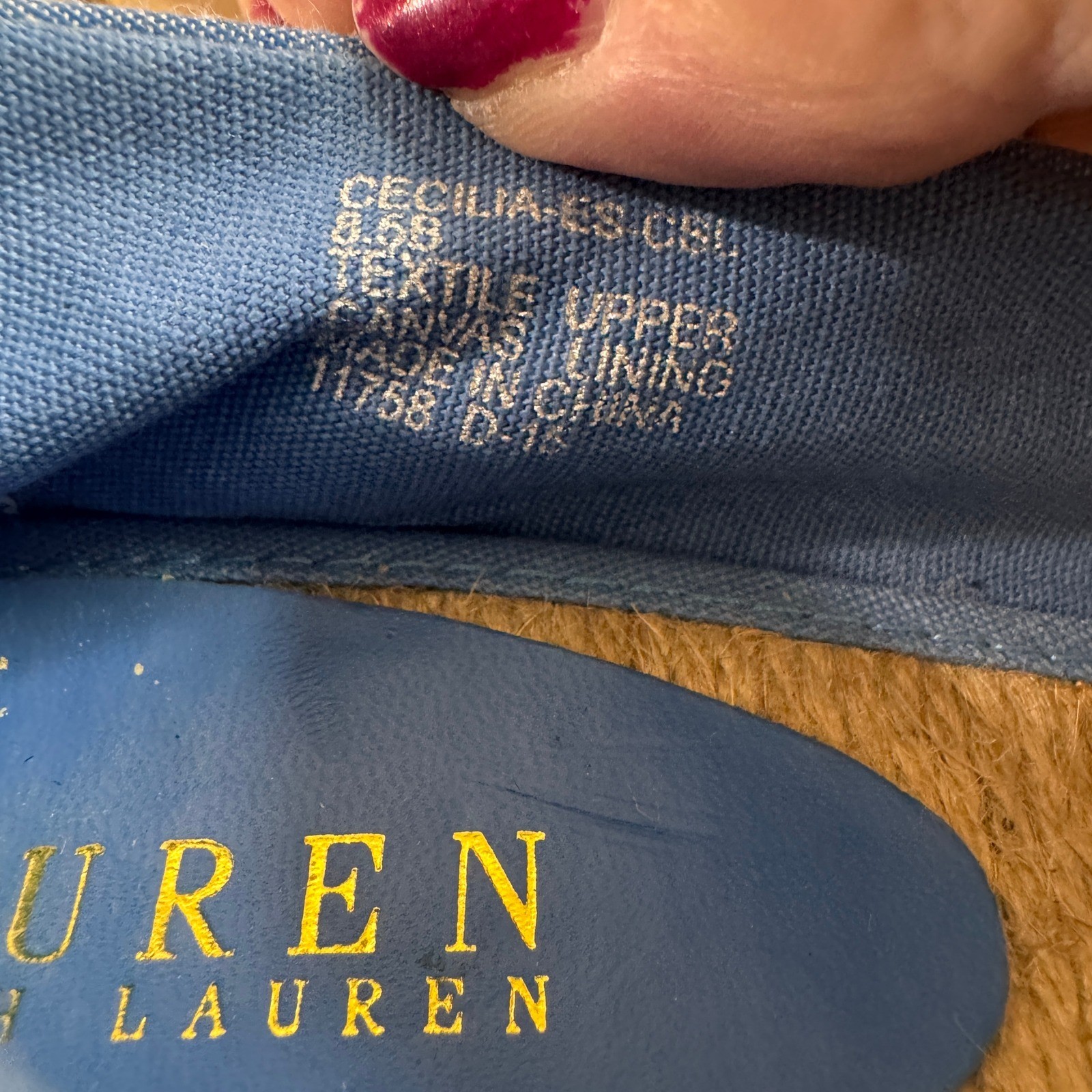 Lauren Ralph Lauren Cecilia Wedge Espadrille Womens 8.5B Multi Striped Good Jute