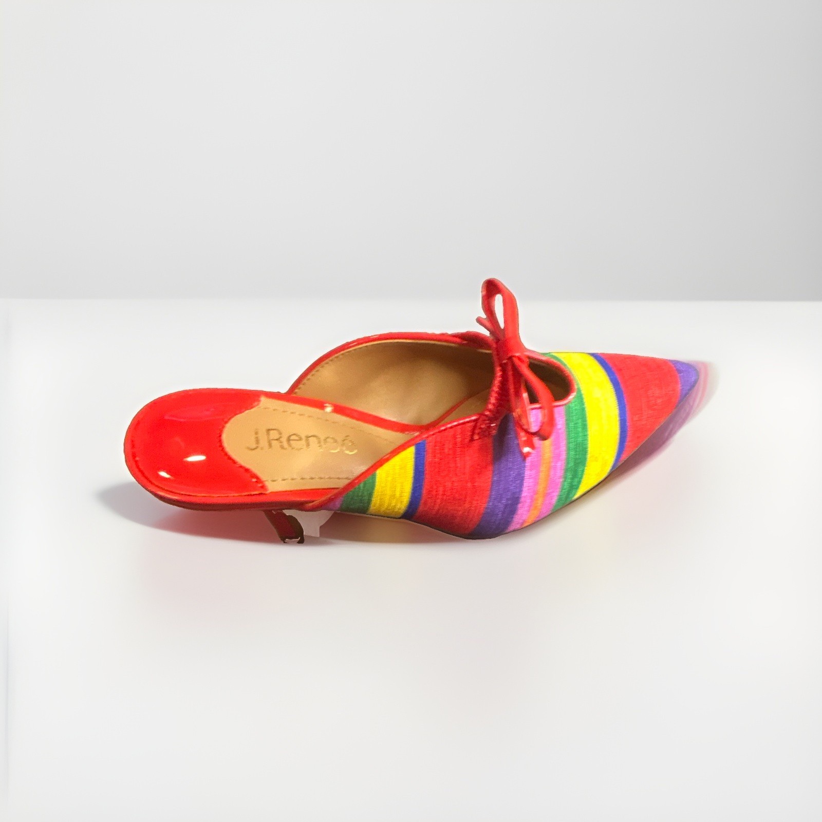 J. Renee Women’s Striped Bow Slip-On Mule Stiletto Pointed Toe US 7