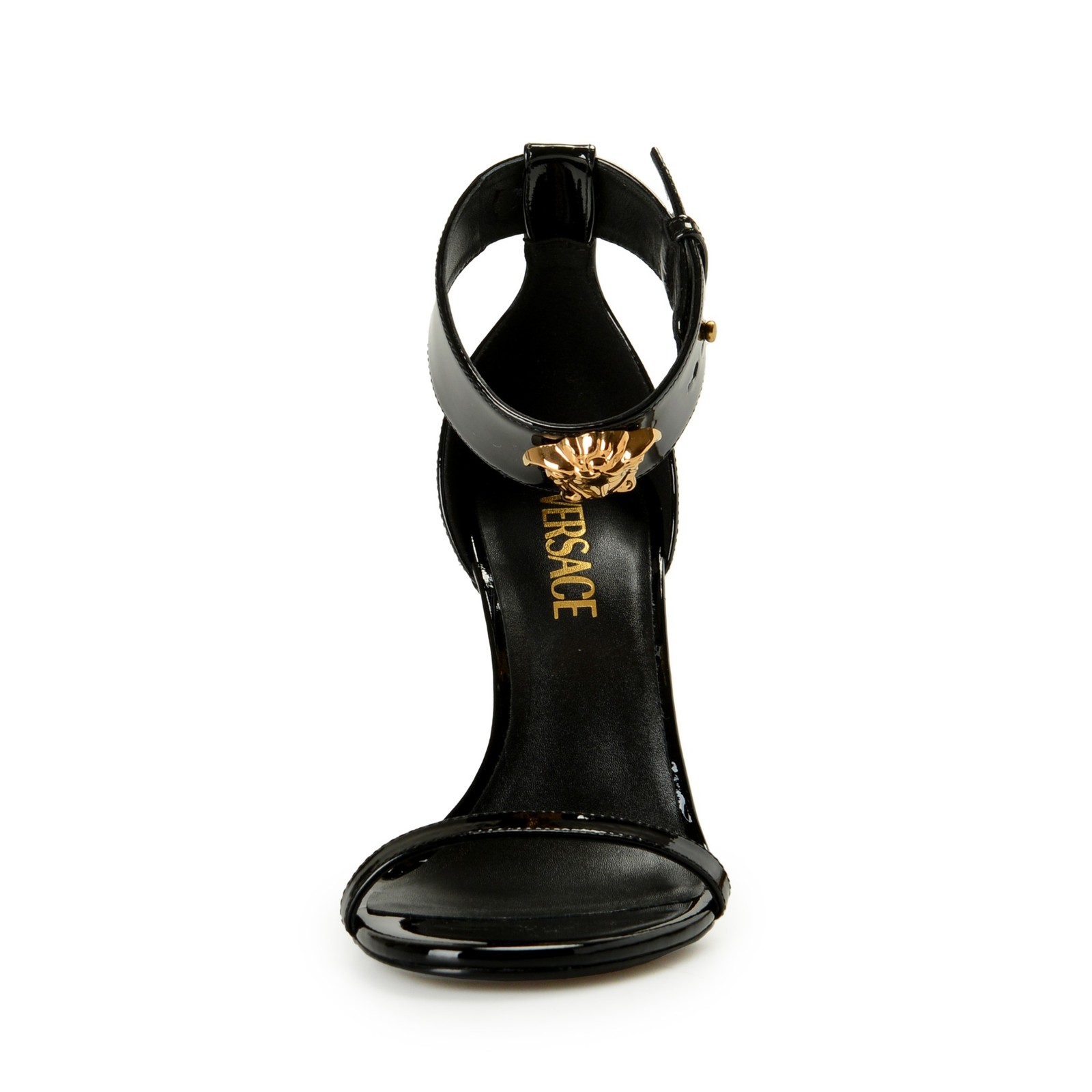 Versace Women’s Gold Medusa Patent Leather Ankle Wrap Pumps Shoes US 6 IT 36