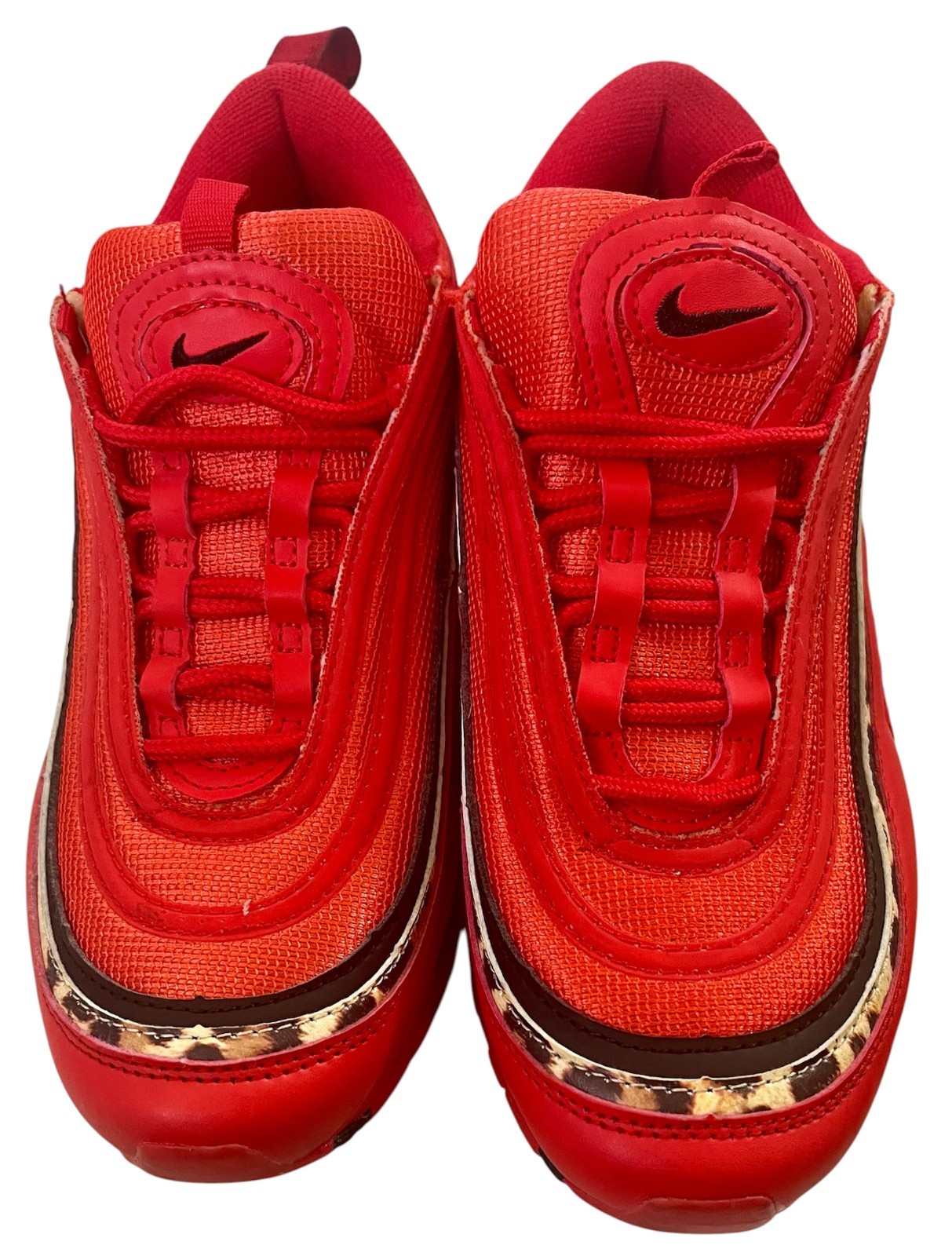 Nike Women’s Air Max 97 University Red Leopard Print Stripe Sneakers Size 8.5