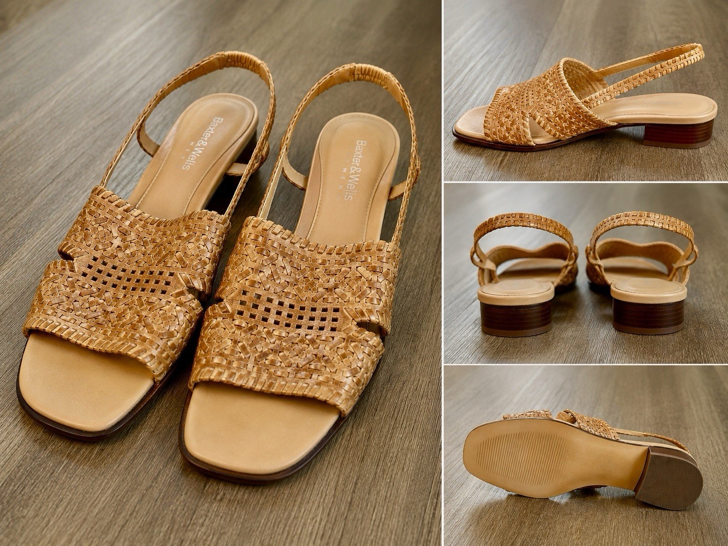 Baxter & Wells Woven Leather Slingback Sandals Tan Women’s Size 8M