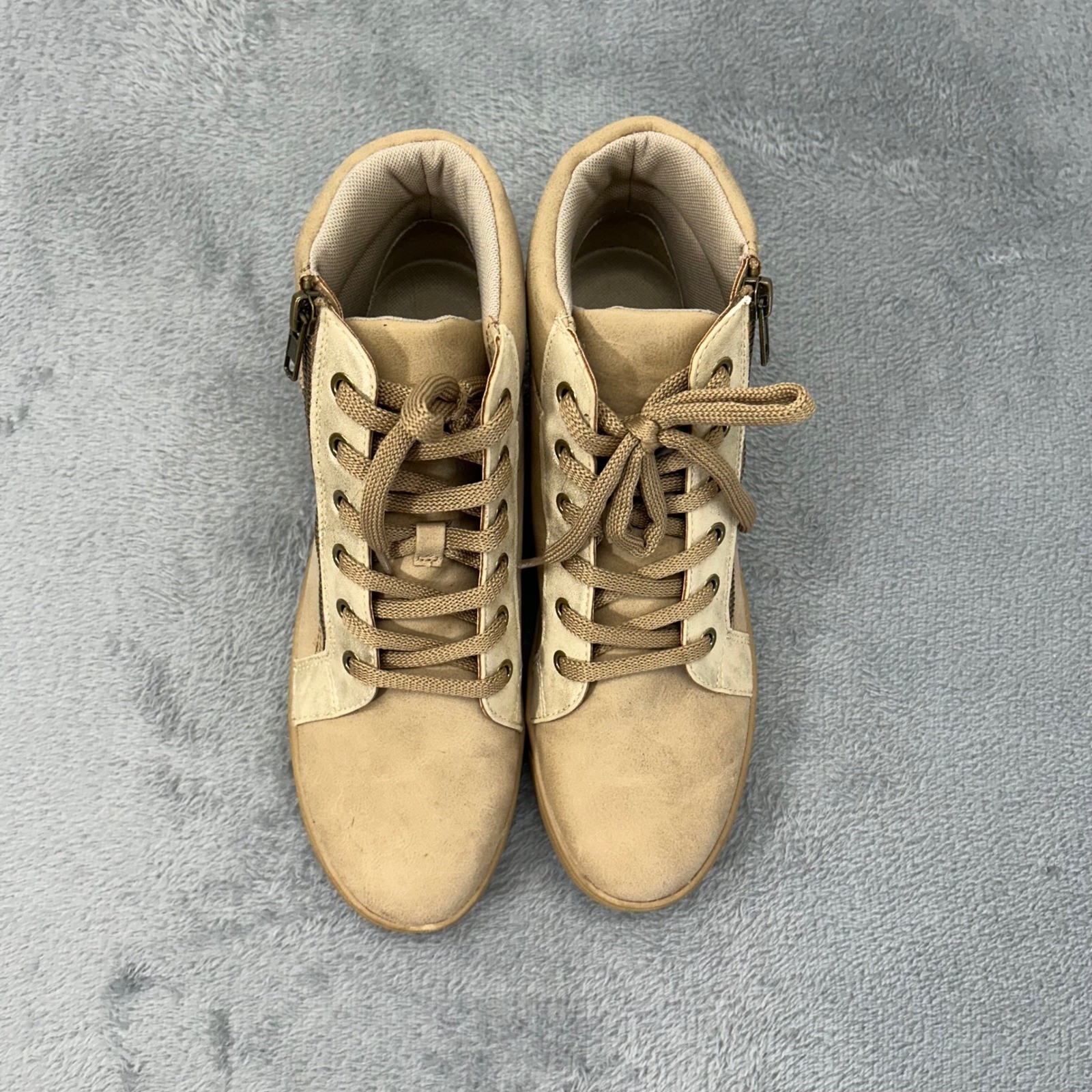 Naturalizer Providence Womens 8M Buff Gold Wedge High Top Sneakers F1675S3252