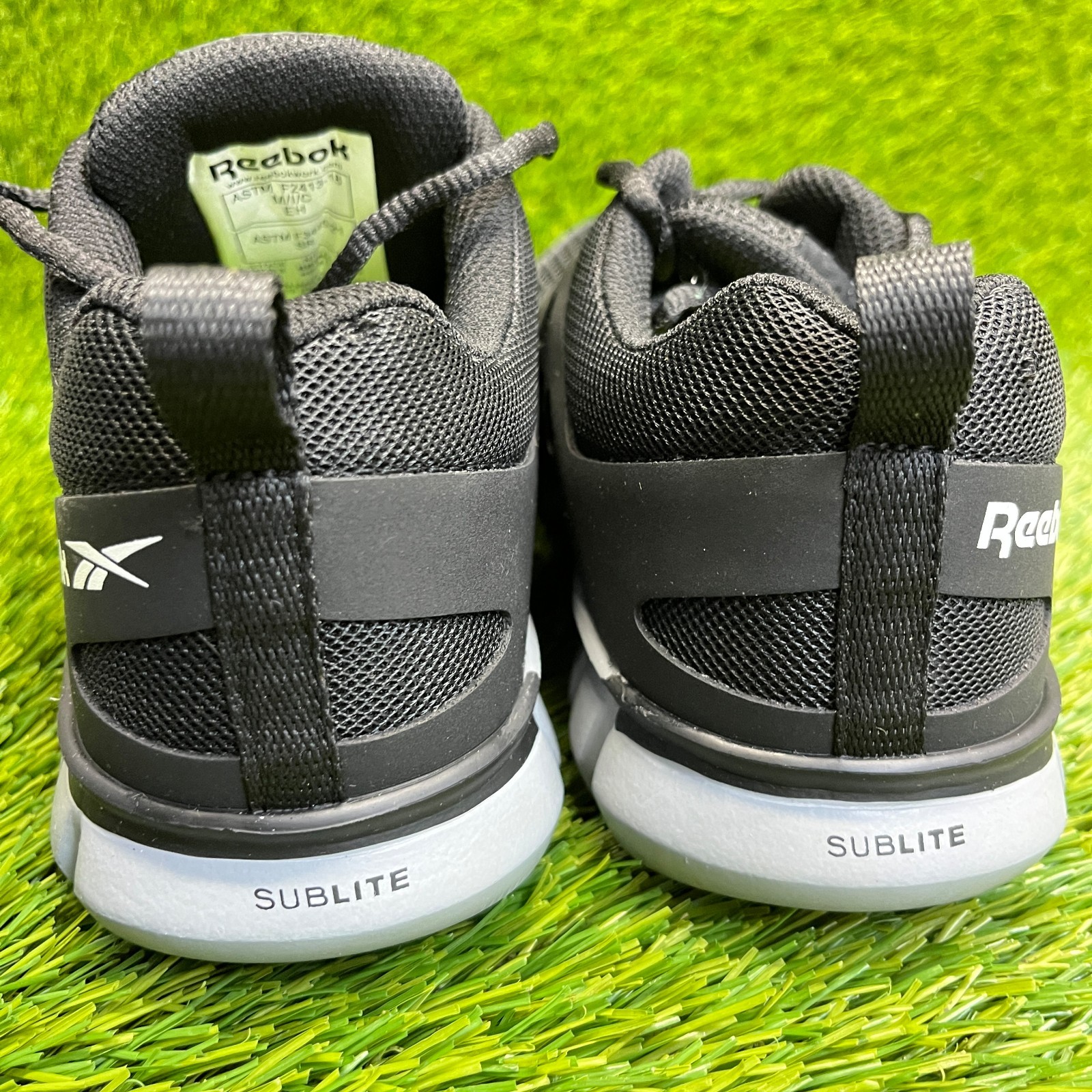 Reebok Sublite Cushion Womens Size 7 Black White Alloy Toe Safety Work Shoes