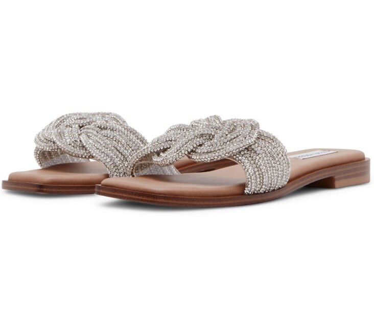 Steve Madden Ladies Rhinestone Bling Sandal Slip On Slip Off Sz 7 Padded Insole