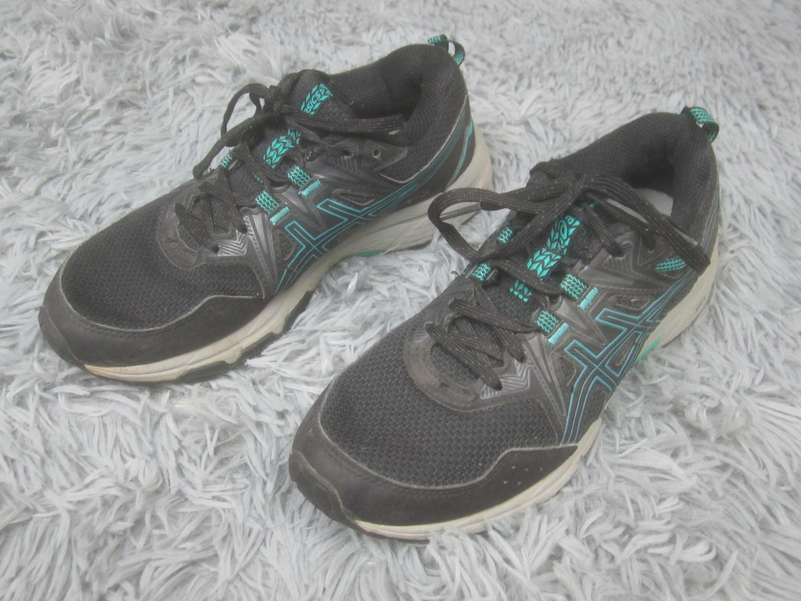 Asics Gel Venture Shoes Womens Sz 6 Black Teal Trail Running Sneakers 1012B230