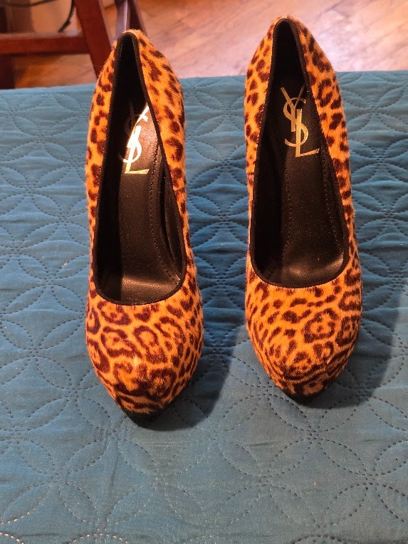 AUTHENTIC – YSL Yves Saint Laurent Leopard Calf Hair Tribtoo Platform Pump