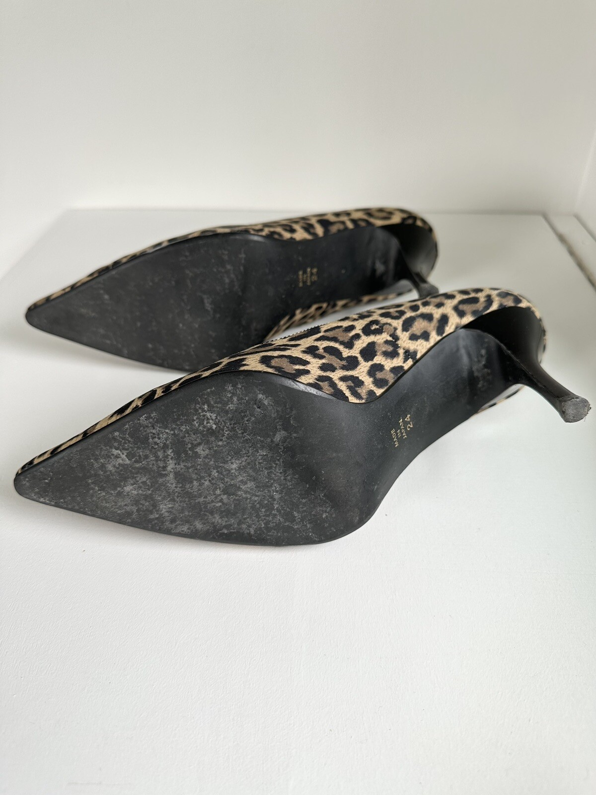 Pre-owned Leopard Print Pointed Toe 3.5″ High Heels SIZE US 7.5 / 24cm