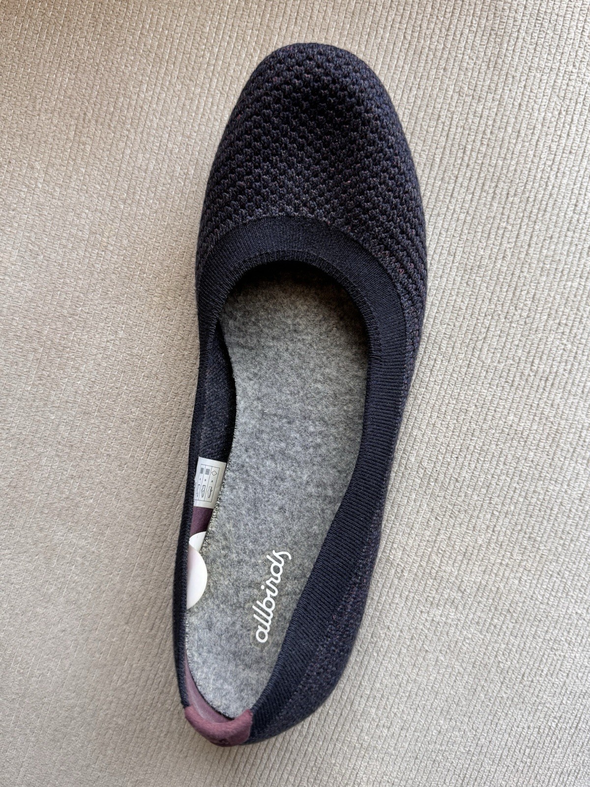 Allbirds Tree Breezers Knit Ballet Flats Women’s Size 8 Olympus (Dark Grey)