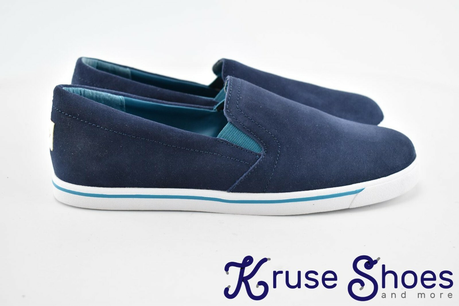 Lands’ End Women’s Canvas Leather Slip-On Sneakers «Deep Sea» Size 7B