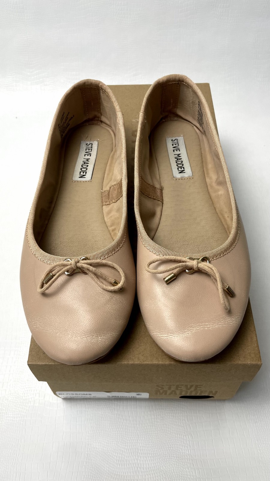 STEVE MADDEN Blossoms Ballet Flats Natural Leather Nude Women’s 6.5 w/ Box