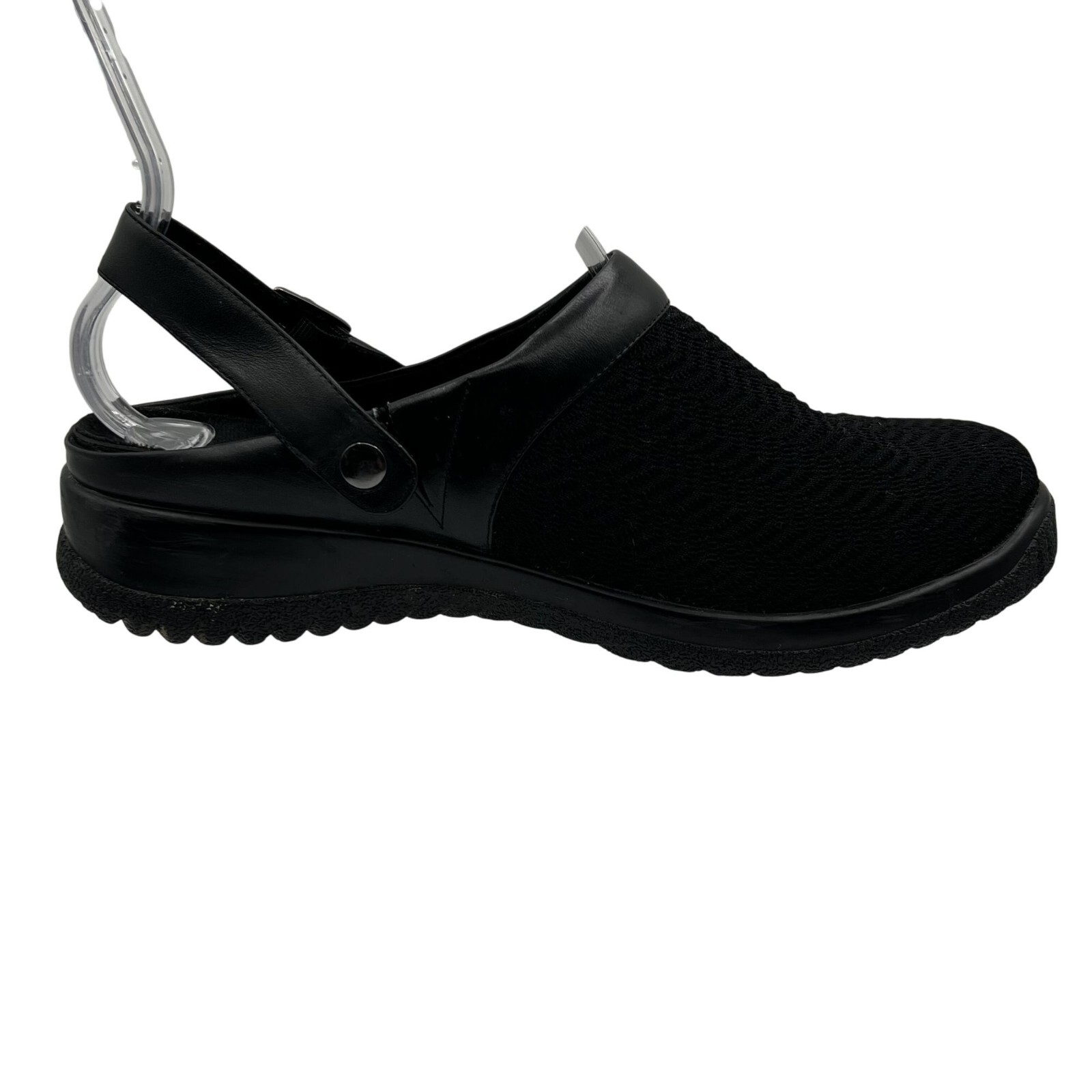 Drew Savannah Women 10 M Stretchable Clog Black Wavy Slip On Shoes Buckle Mule