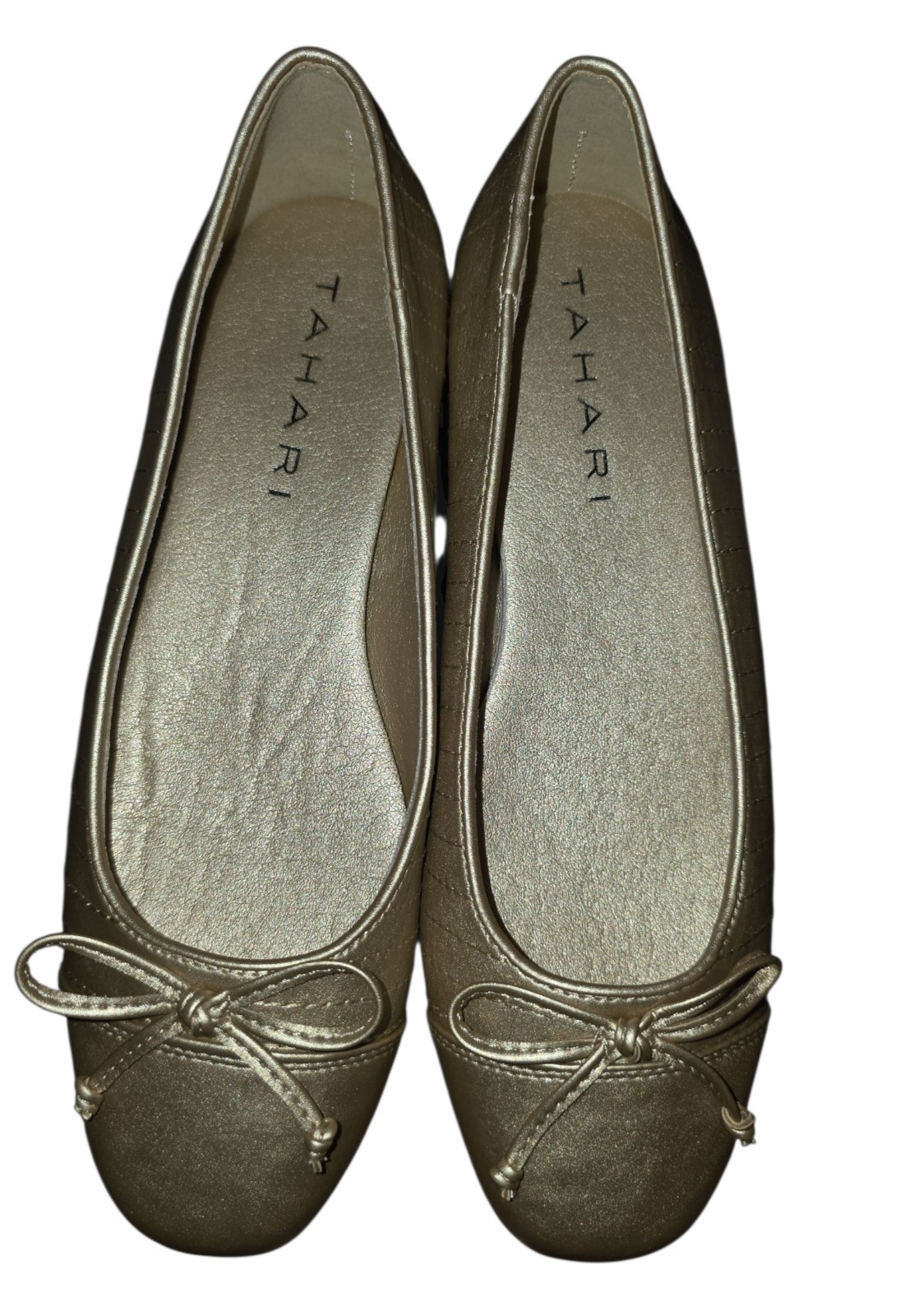 Tahari Villa – Women’s – Ballet Flat Metallic Gold Faux Leather Slip On Shoes