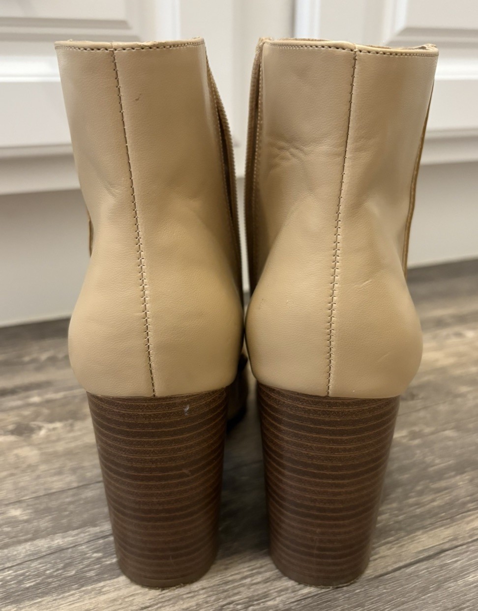SUGAR Women’s Beige Block Heel Booties – Size 8.5