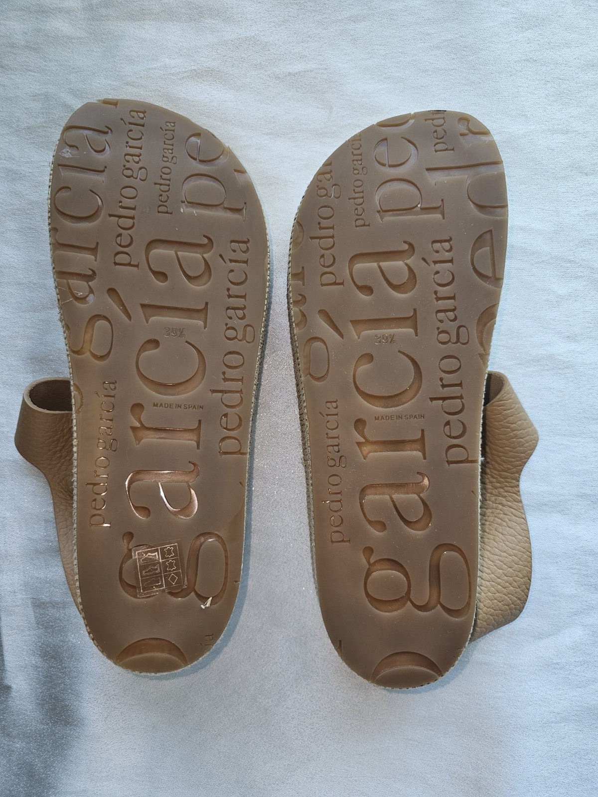 PEDRO GARCIA Lacey Two Band Flatform Leather Sandals In Camel Sz EU39.5/US9.5