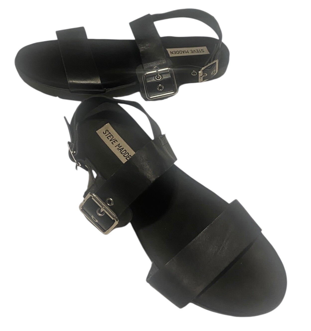 Steve Madden Strappy Buckle Sandals Womens 9 Black Classic Goth Comfort Punk Y2K