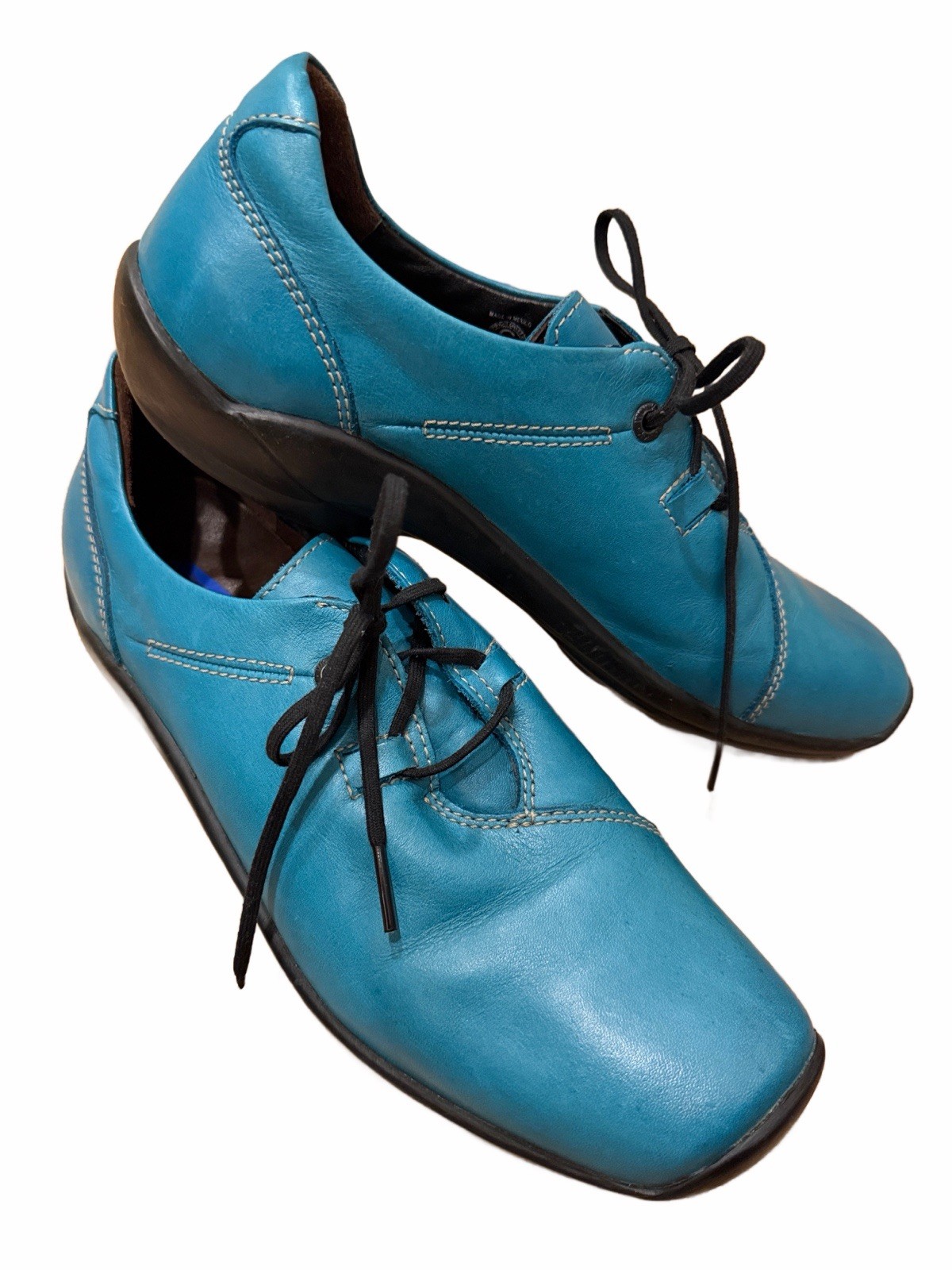 Wolky Rosa Leather Lace Comfort Oxfords Peacock Teal blue Women’s 42/size 11 EUC
