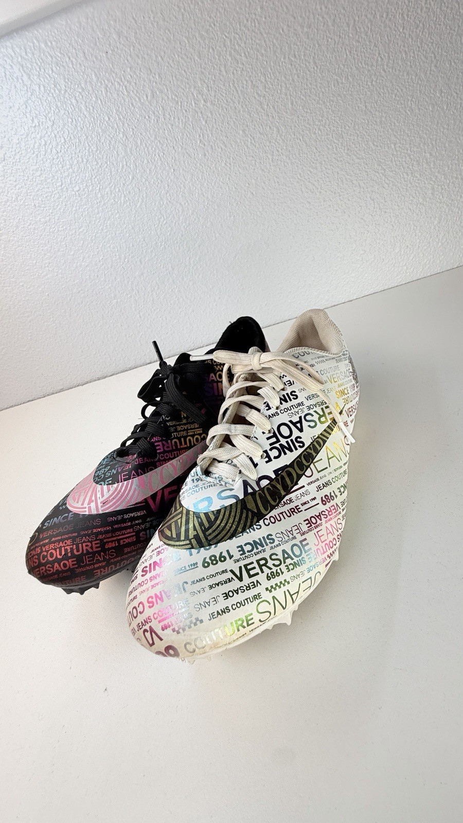Versace Jeans Couture Logo Print Soccer Cleats Womens 7.5 EU 41 RARE STATEMENT