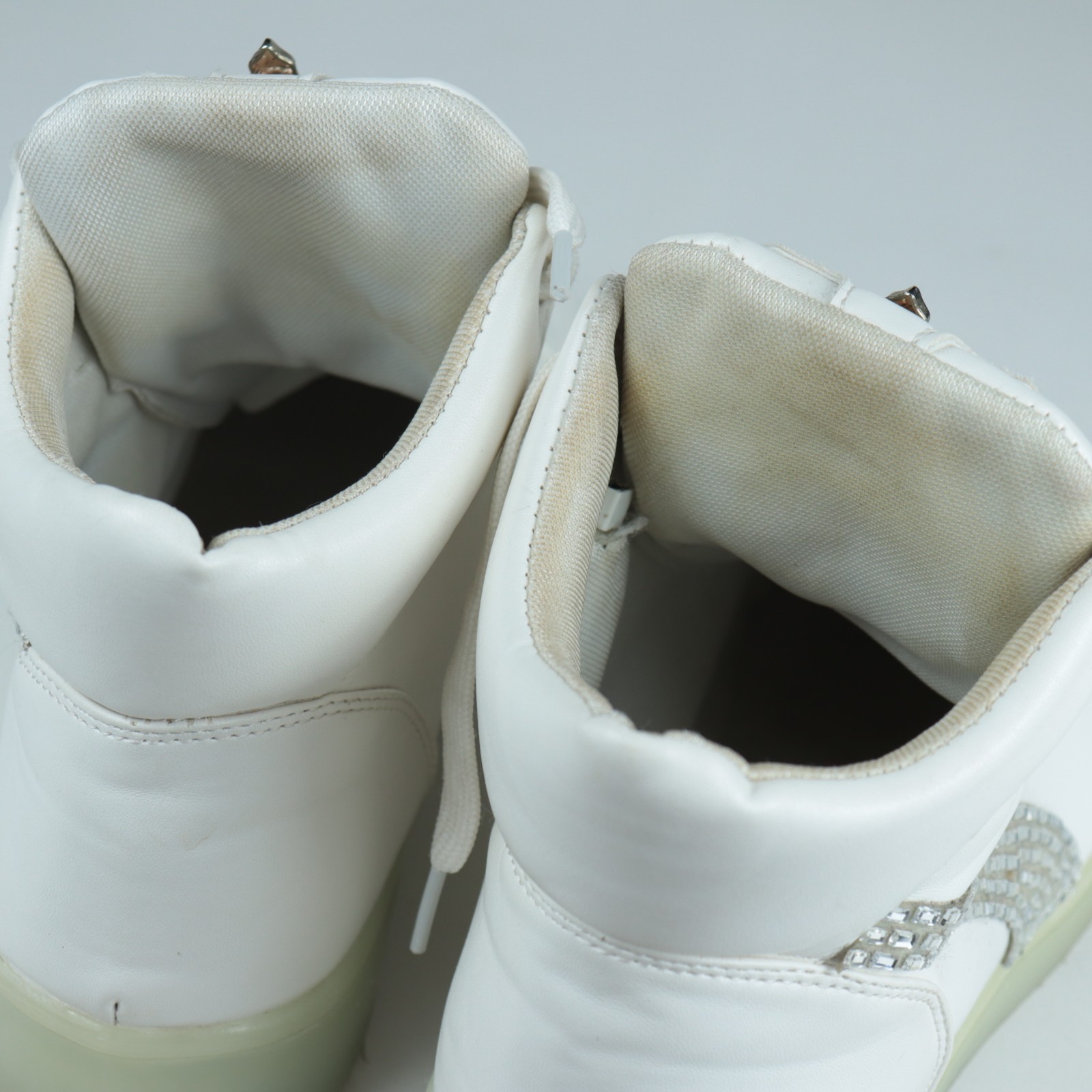 Women’s USB LED High Top Simulation Sneakers Size 7 Dance – White, Rhinestone