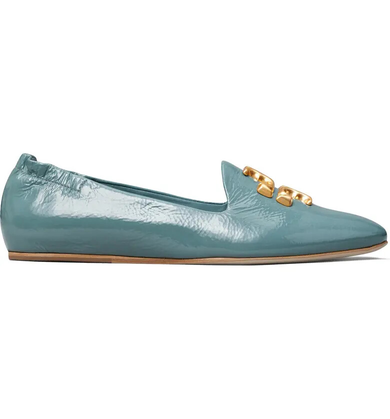NIB Tory Burch Eleanor Leather Loafer Arctic BLUE US 7.5 8 8.5 9 9.5 AUTHENTIC