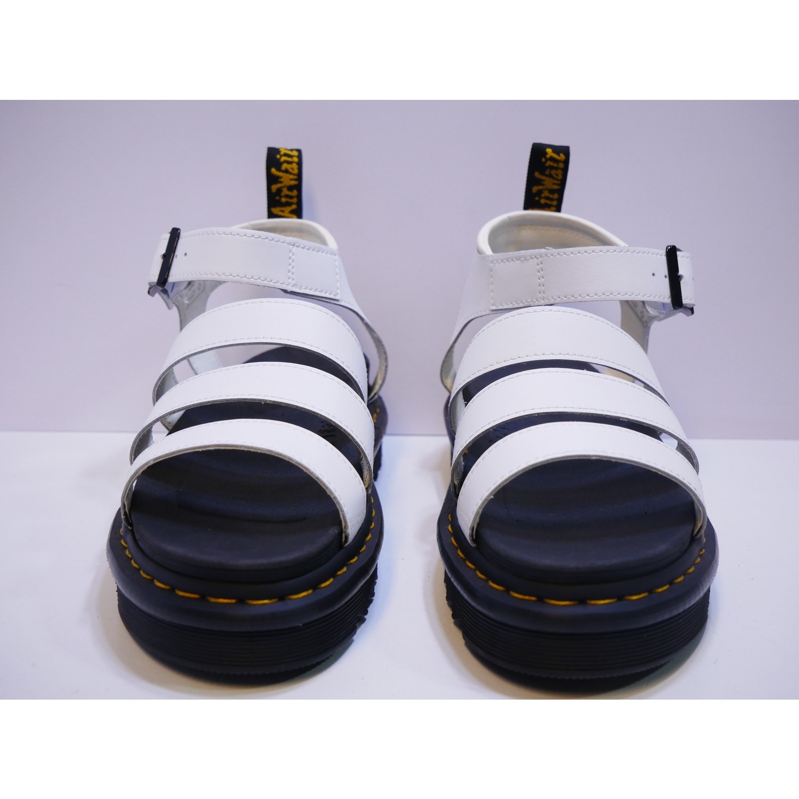 New Dr. Martens Blaire Hydro Leather White Platform Sandals LA004 Women Size 10