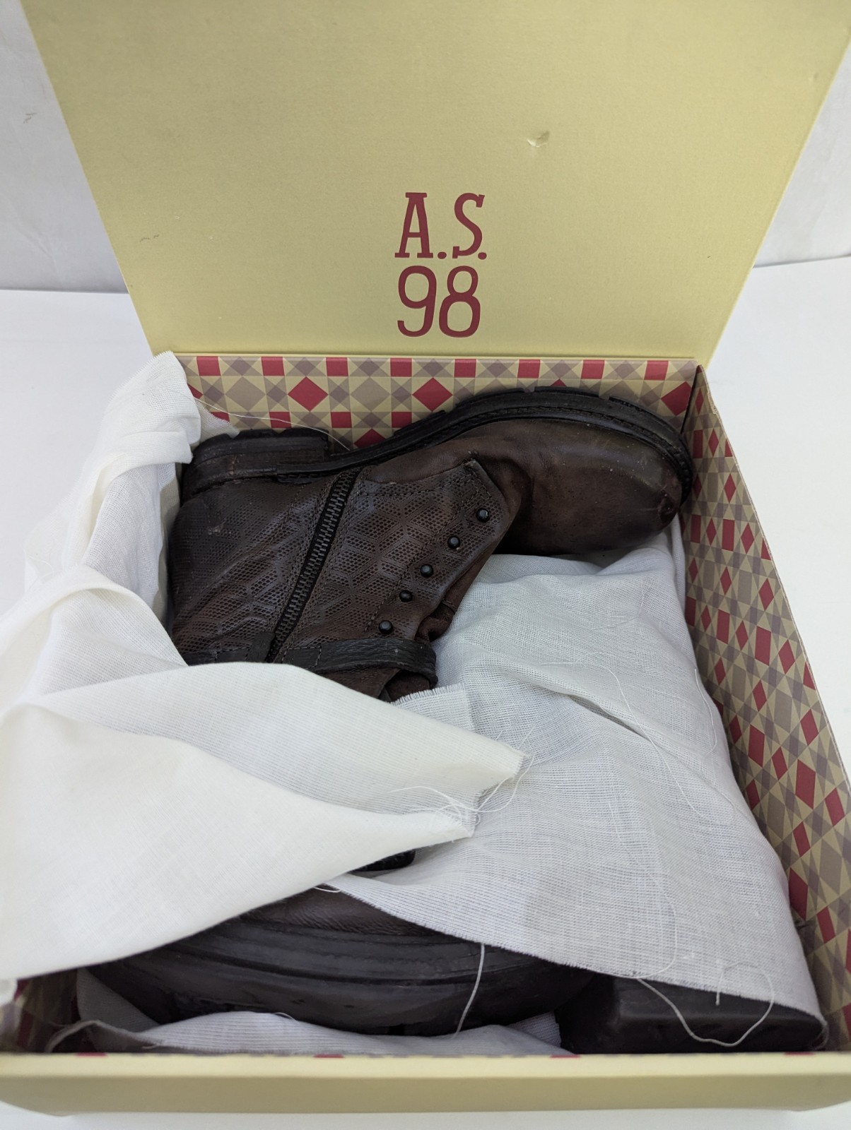A.S. 98 Ankle Boots Booties 38 Chocolate Brown Victorian Look Original Box