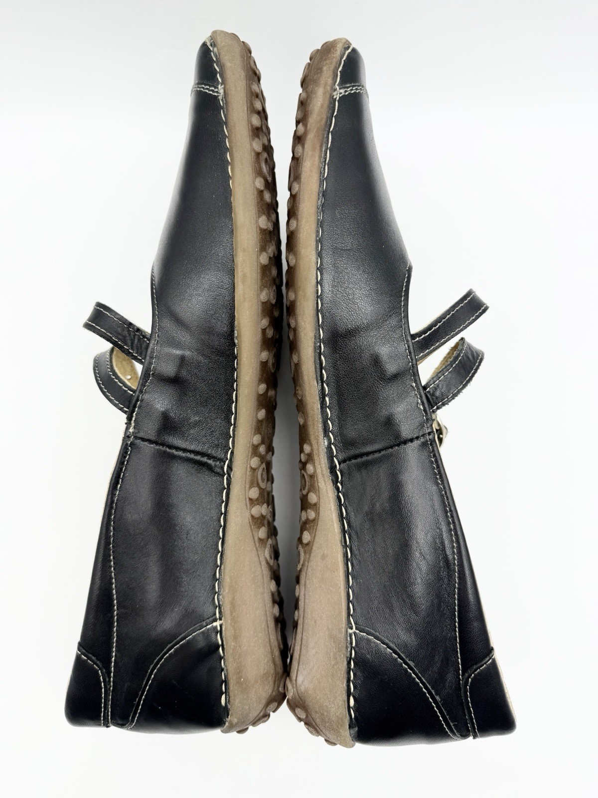 Roberto Women’s EU 40 Black Leather Double Strap Mary Jane Flats Made in Germany