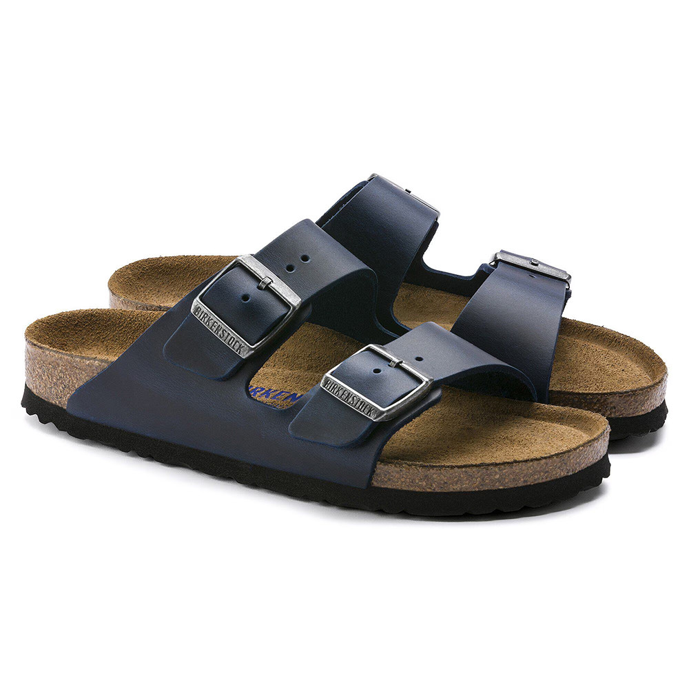 NWB Birkenstock Arizona Oiled Leather Blue Sandals Soft Footbed Shoes US 6-12