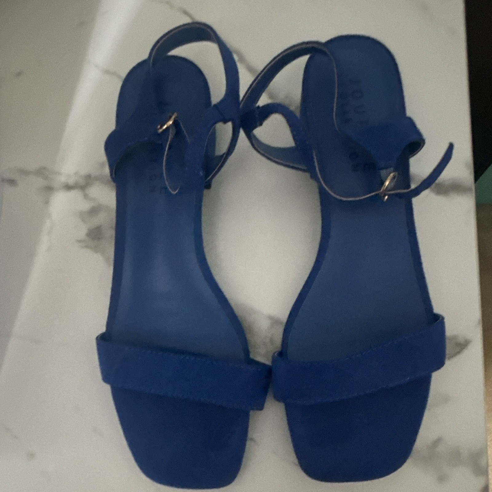 Journee Collection Women’s Blue Strappy Ankle Strap Buckle Sandals US 9