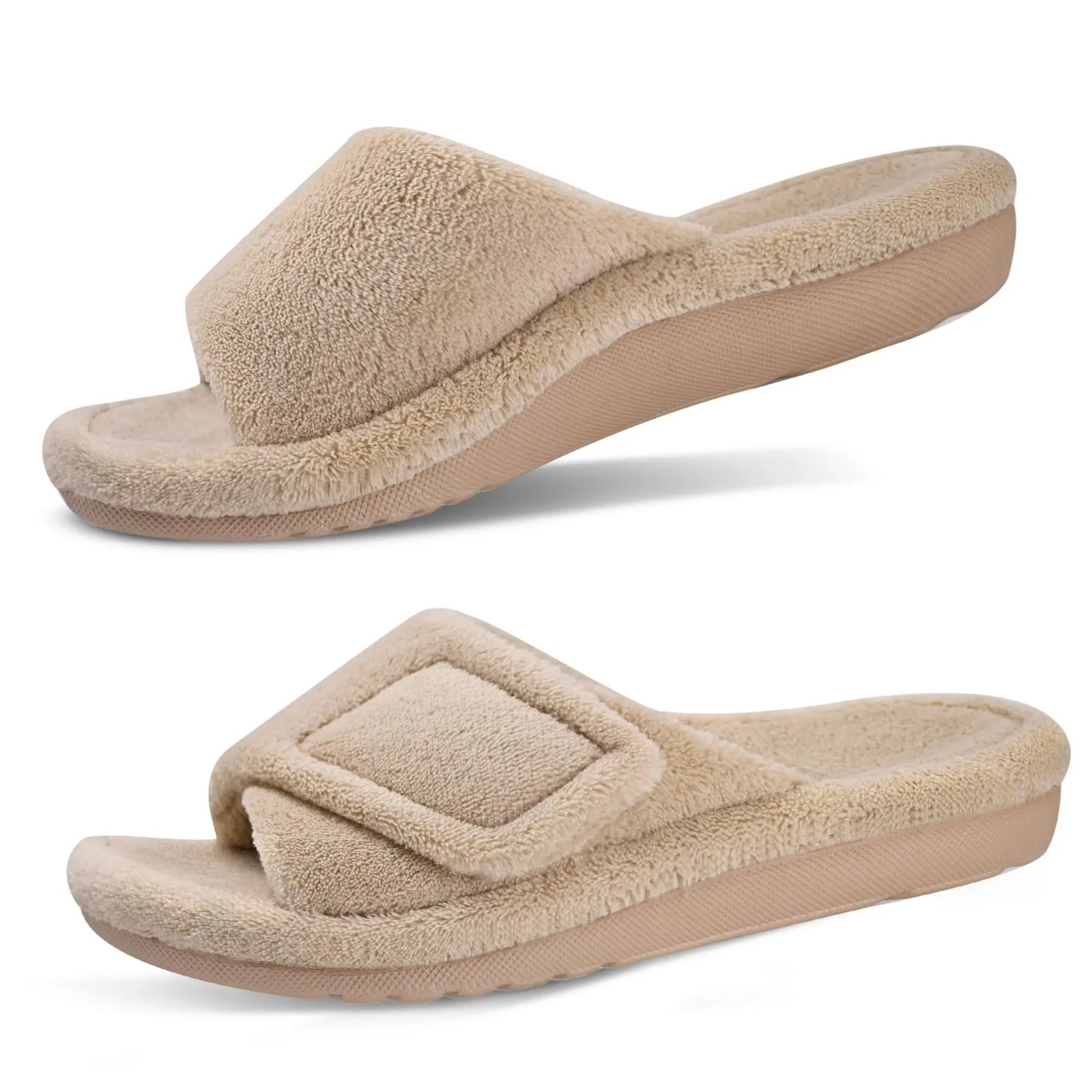 Women’s Adjustable Orthopedic Slippers Fluffy Open Toe Arch Support Sandals
