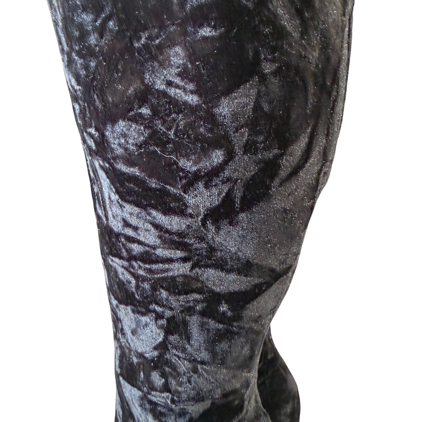 Black Velvet Knee High Stiletto Boots Womens 7 Goth Glam Coquette Statement