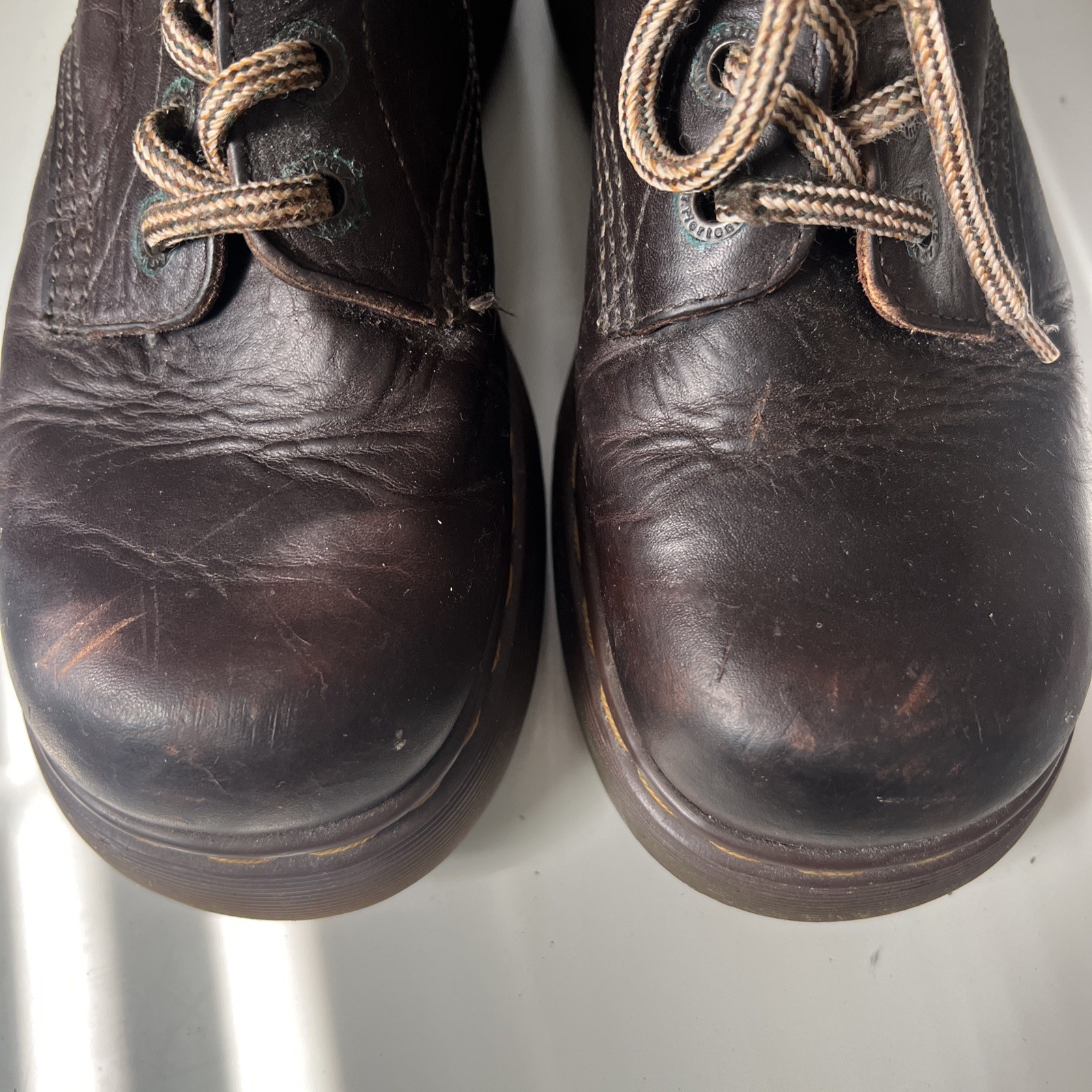 Dr Martens Boots, Made in England, Brown 6-eyed, Women’s 8, authentic 1990s Docs