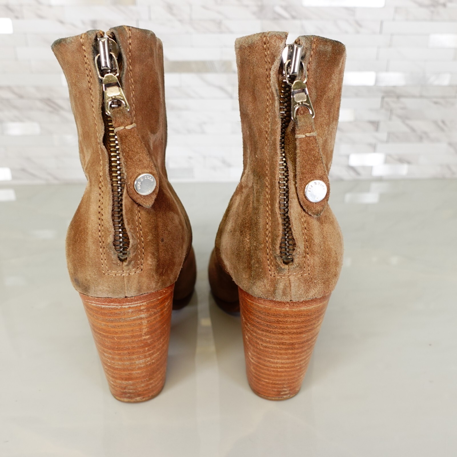 Coastal Cowgirl RAG BONE Boots Womens 6 37 Camel Tan Indie Sleaze Suede Heels