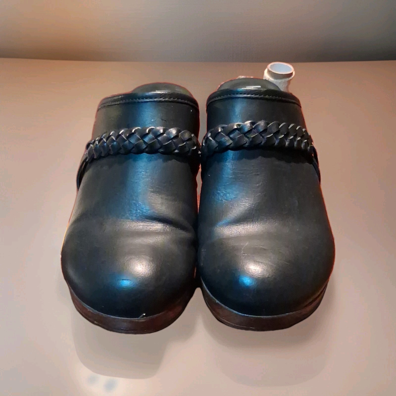 b.o.c Women’s Black Faux Leather Slip-On Clog Mule Braided Round Toe 11M