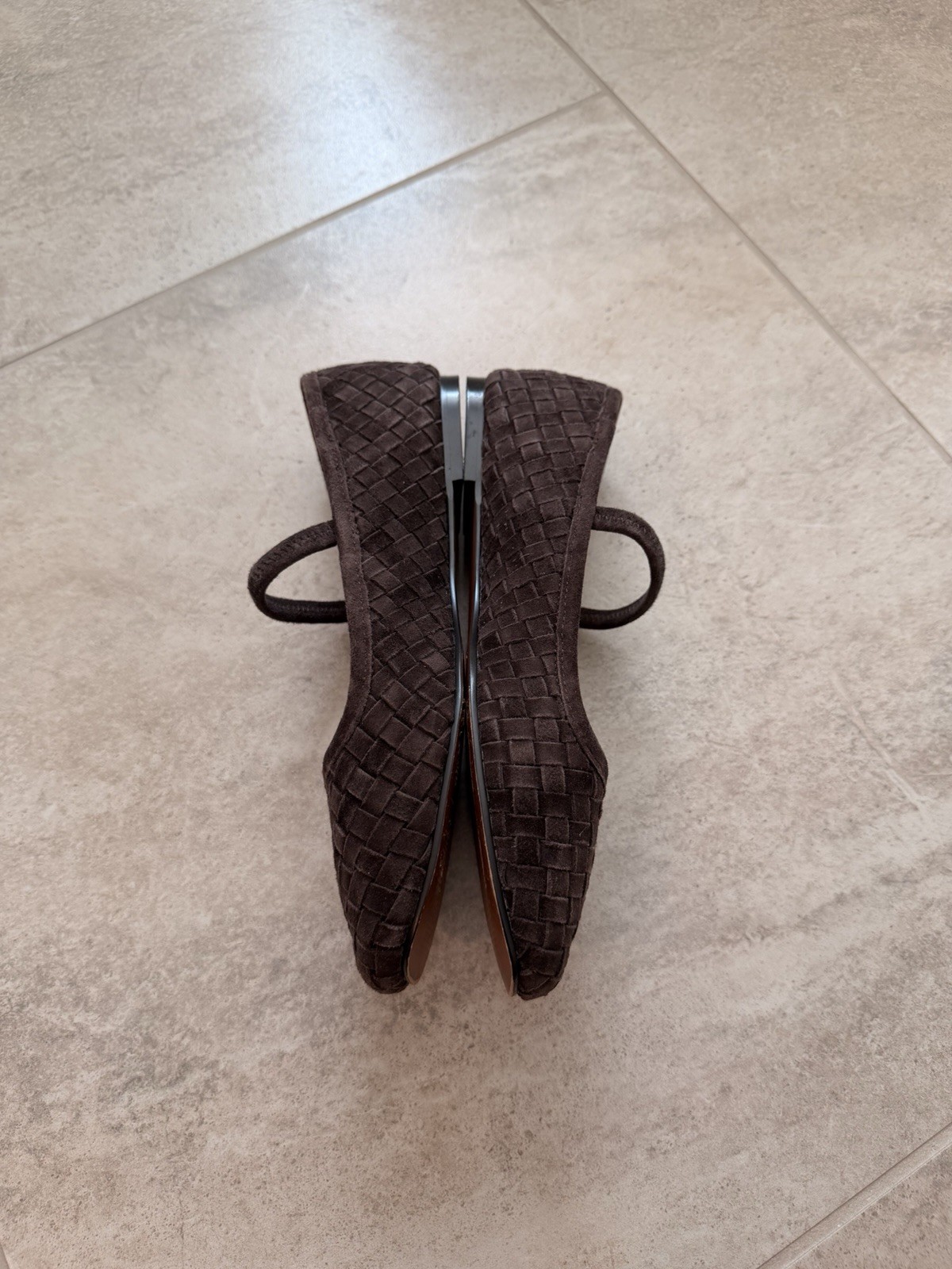 Madewell The Greta Ballet Flats Dark Roast Brown Woven Suede Size 7
