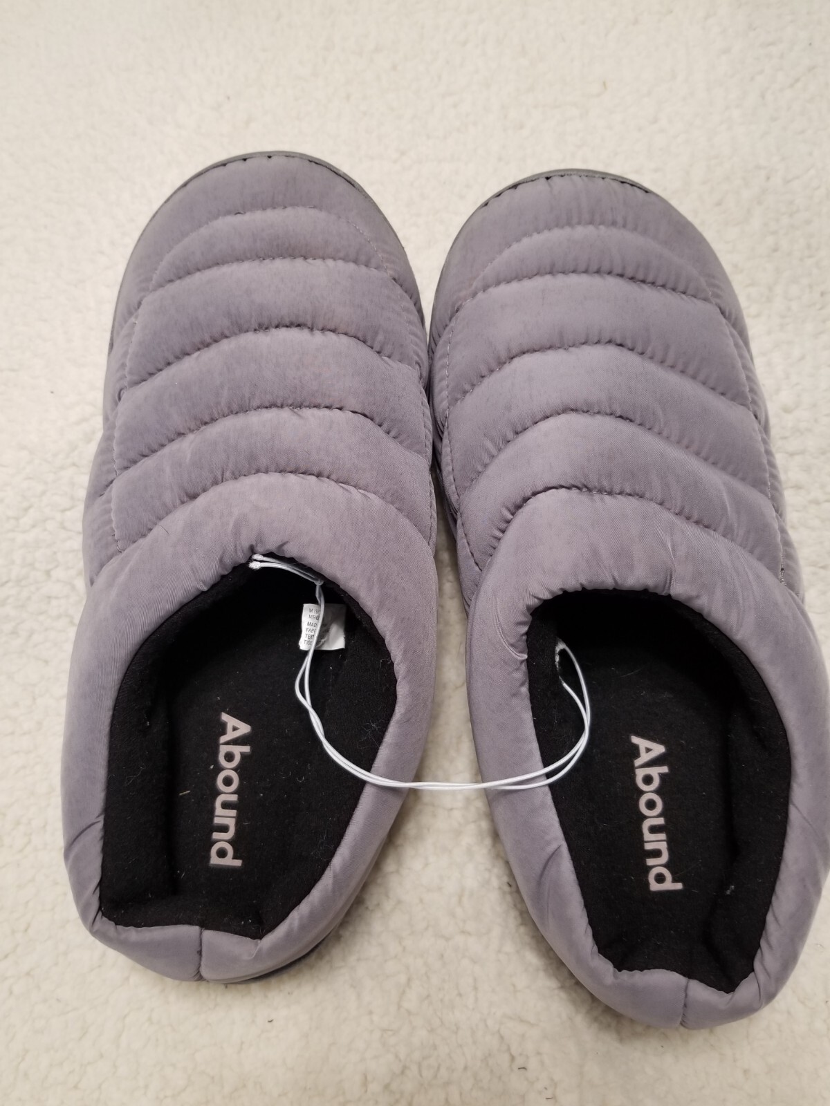 ABOUND Union Puffer Quilted Scuff Slippers Gray Quilt Nylon Sz M 9/10