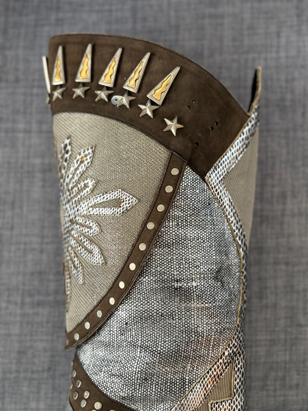 El Vaquero Boots Mid Calf Cowgirl Metallic Leather RARE Size 6.5