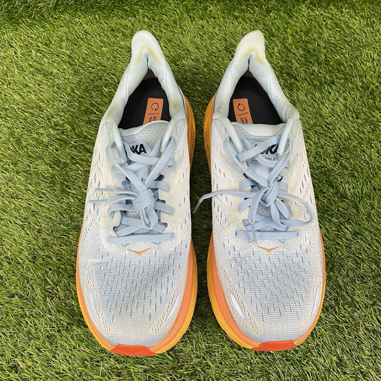 Hoka One One Clifton 8 Women’s Running Shoes Size 9.5 D Summer Song Blue/Orange