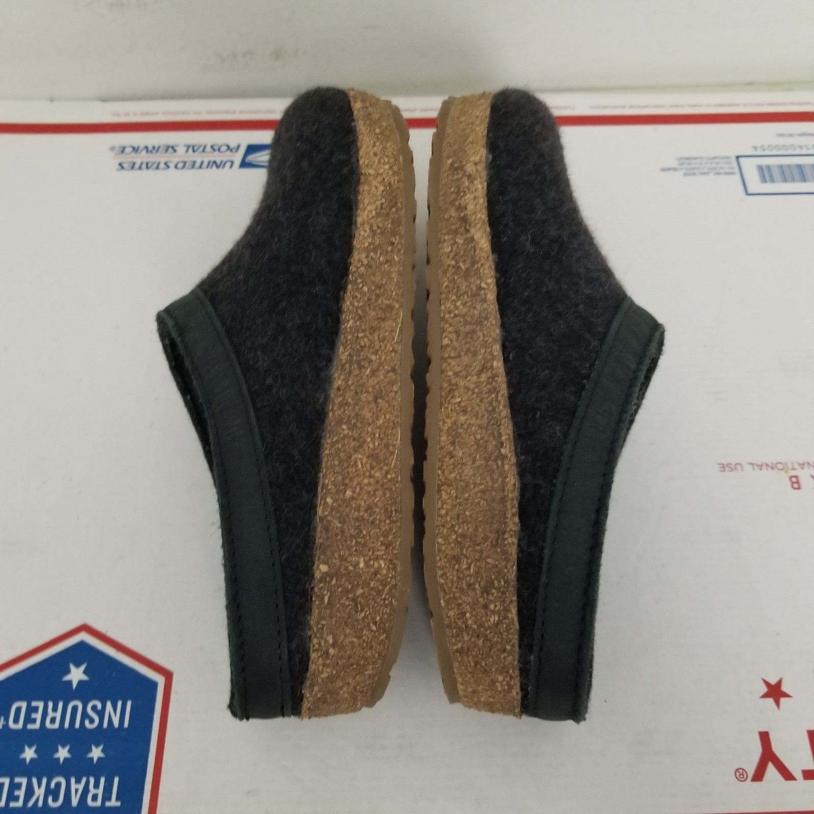 Haflinger Grizzly Clogs Shoes Size 37 US 6 Black Wool Leather Trim Slippers GZ