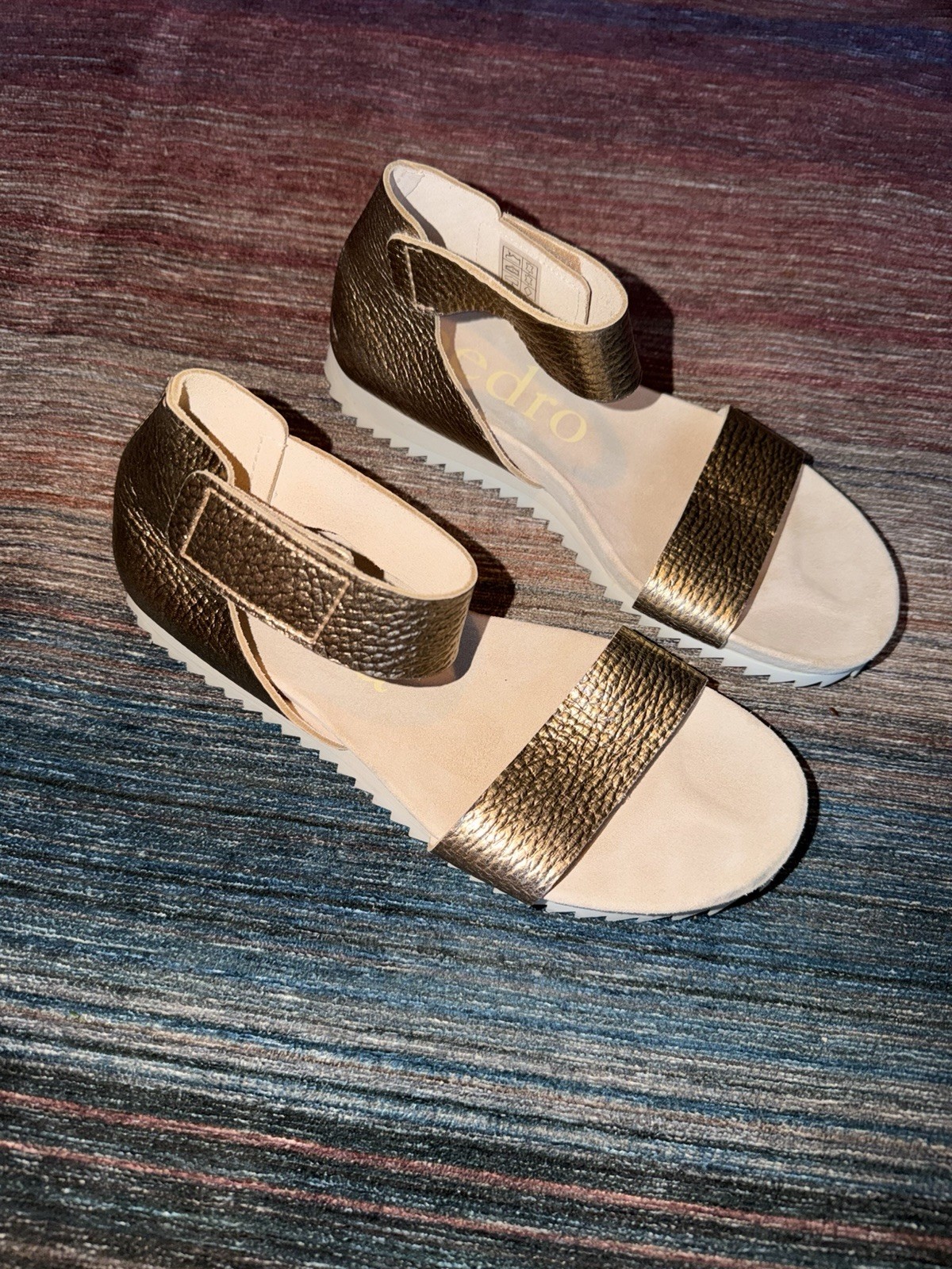 Pedro Garcia Jada Metallic Sandals Pebble Gold Sandals Leather Size 38,8 Womens
