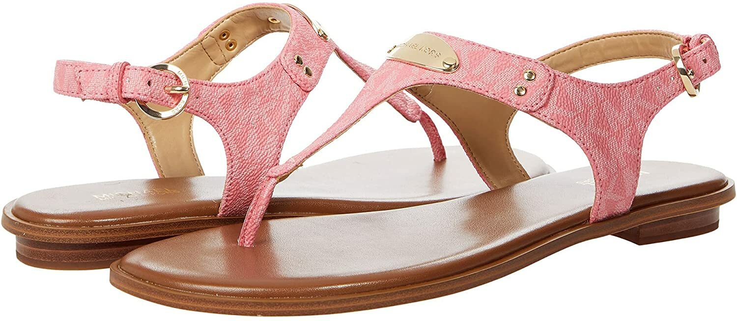 Michael Michael Kors MK Plate Flat Thong T-Strap Sandals