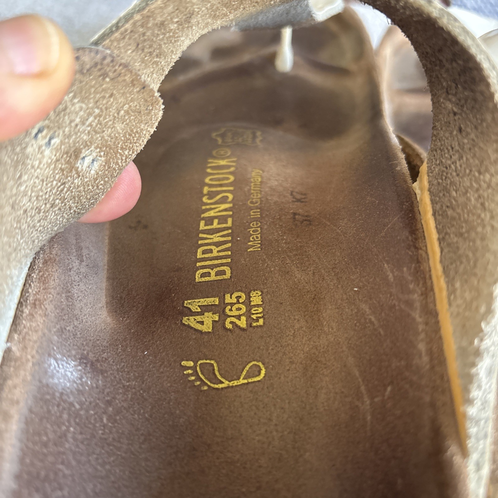 Birkenstock Gizeh White Patent (real) Leather Thong Sandal 41R regular wide